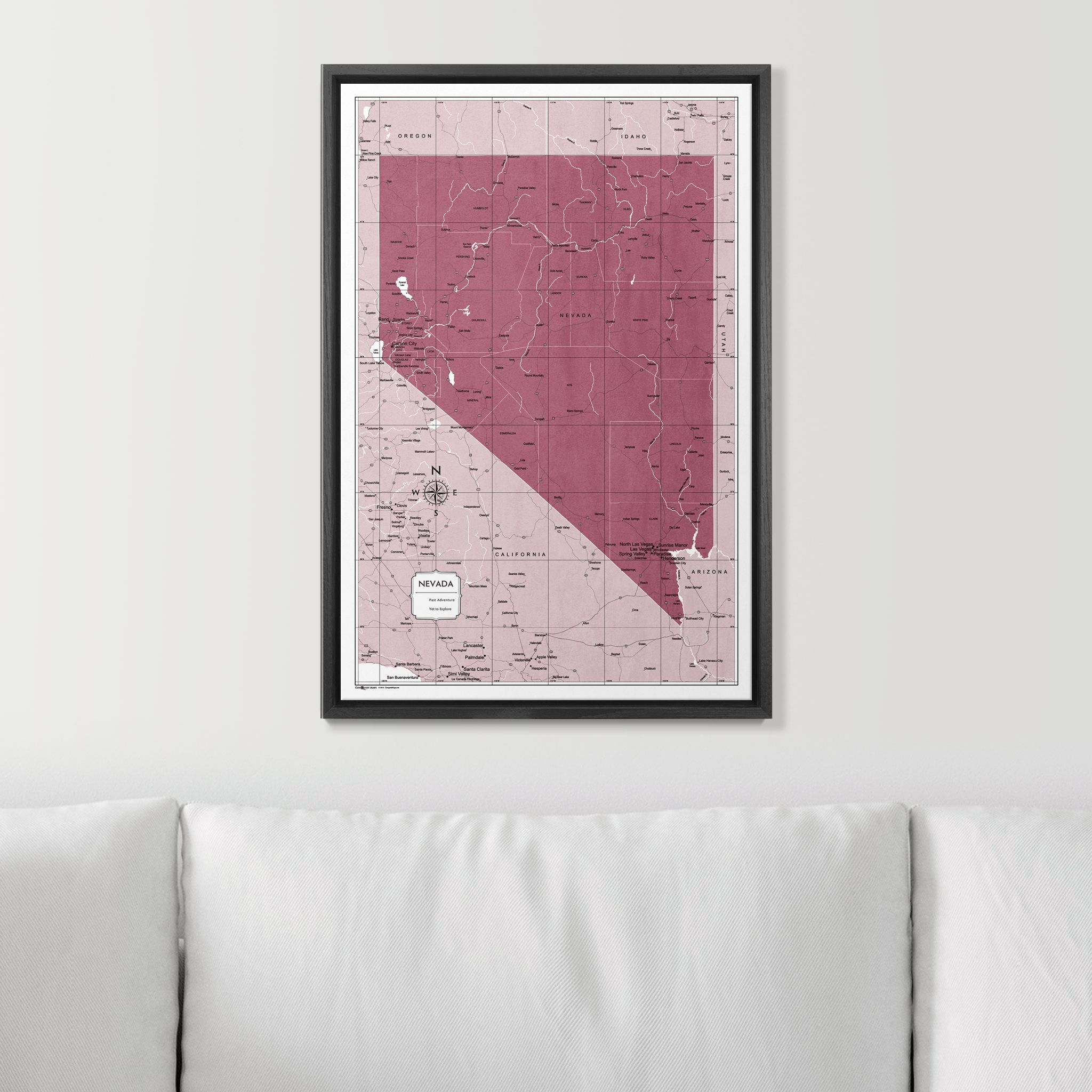 Push Pin Nevada Map (Pin Board) - Burgundy Color Splash CM Pin Board