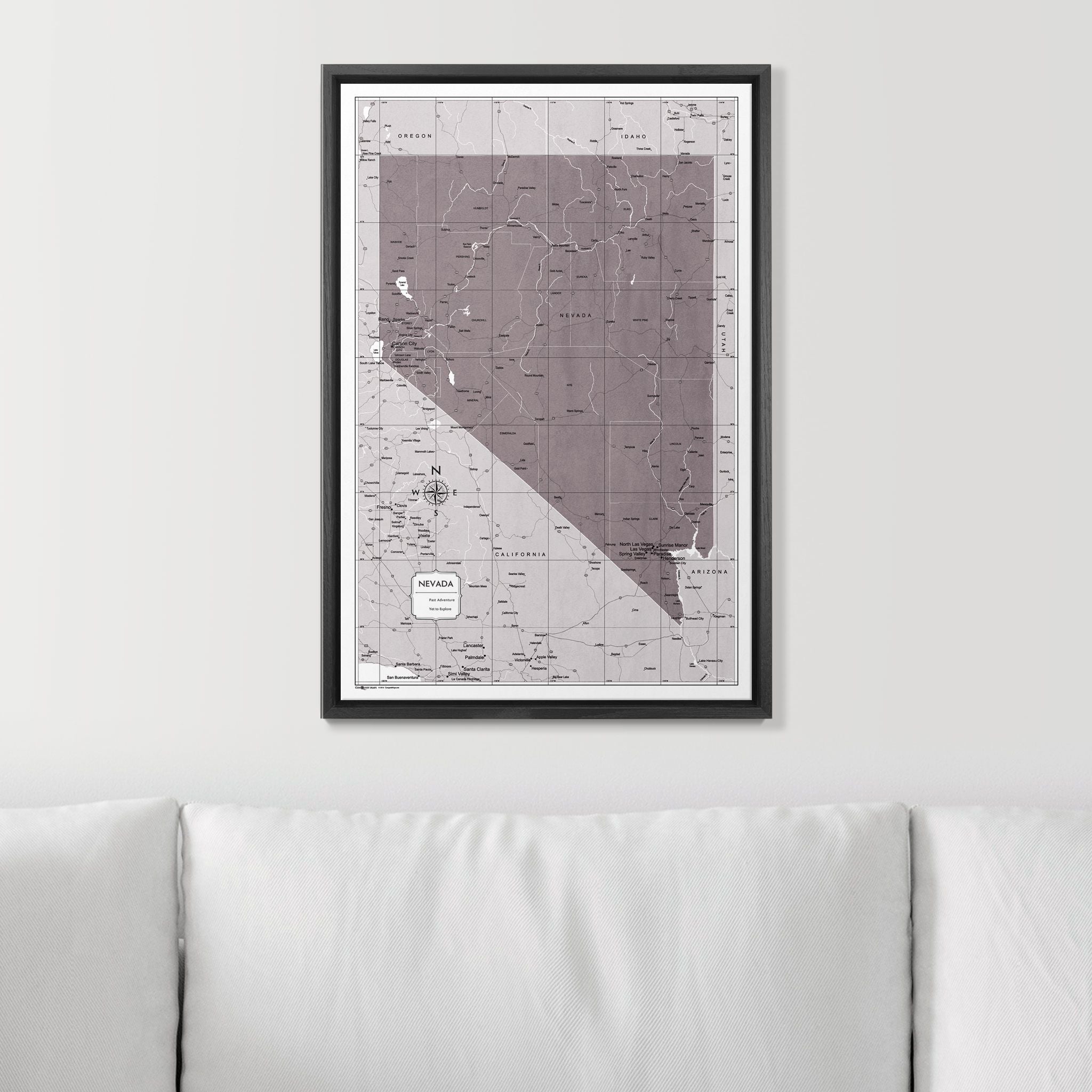 Push Pin Nevada Map (Pin Board) - Dark Brown Color Splash CM Pin Board