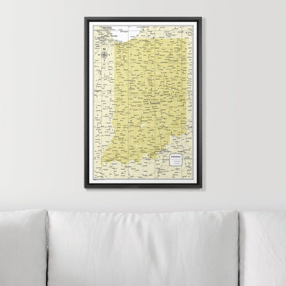 Push Pin Indiana Map (Pin Board) - Yellow Color Splash CM Pin Board