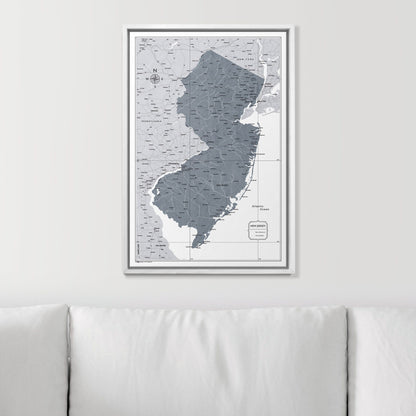 Push Pin New Jersey Map (Pin Board) - Dark Gray Color Splash CM Pin Board