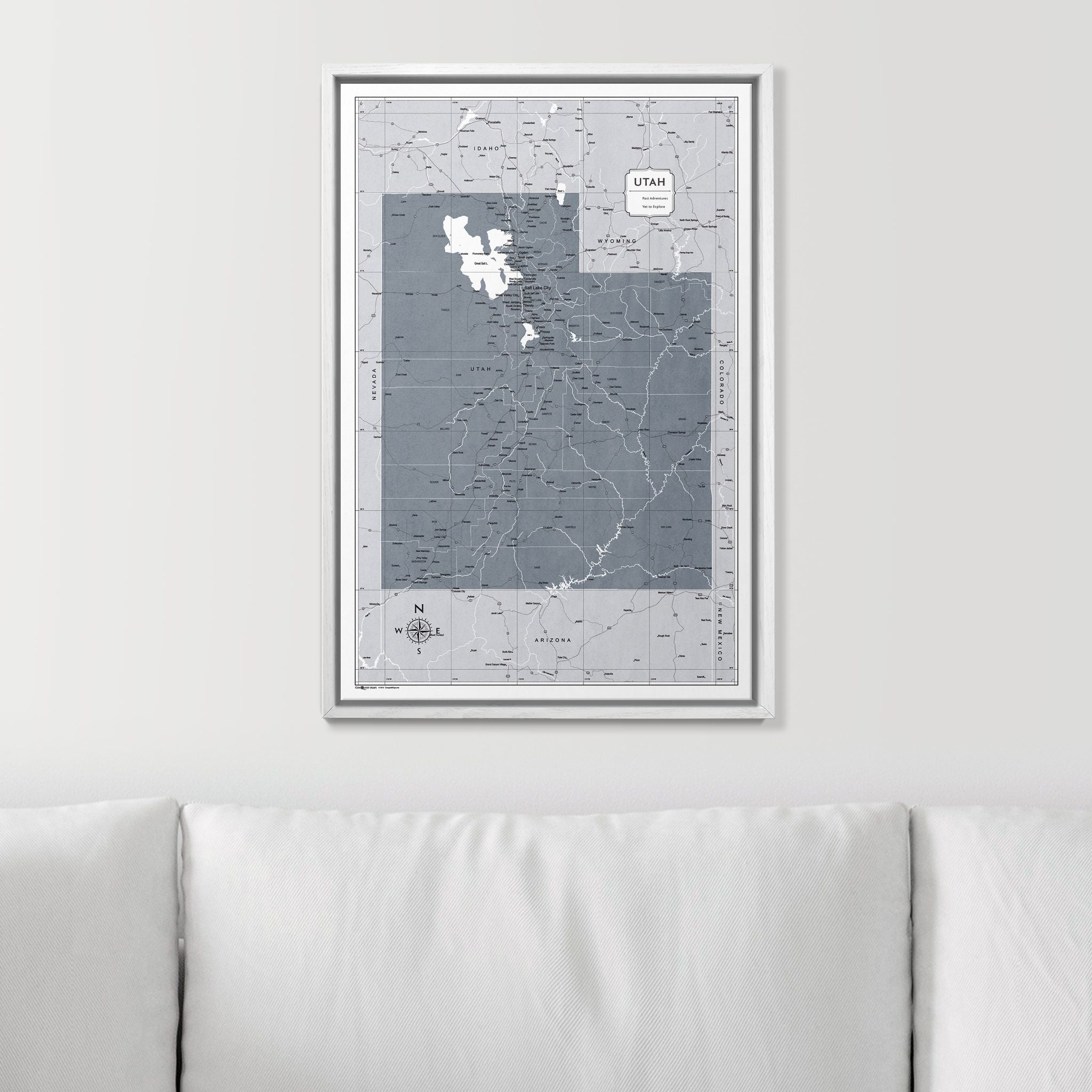 Push Pin Utah Map (Pin Board) - Dark Gray Color Splash CM Pin Board