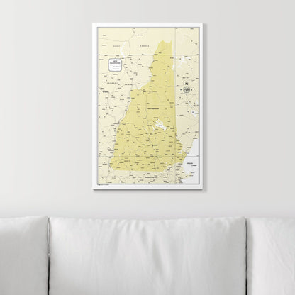 Push Pin New Hampshire Map (Pin Board) - Yellow Color Splash CM Pin Board