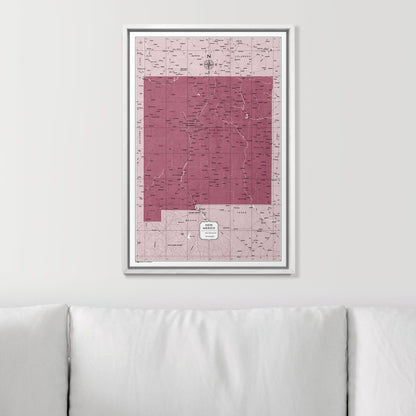 Push Pin New Mexico Map (Pin Board) - Burgundy Color Splash CM Pin Board