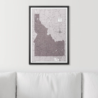 Push Pin Idaho Map (Pin Board) - Dark Brown Color Splash CM Pin Board