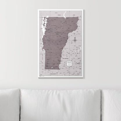 Push Pin Vermont Map (Pin Board) - Dark Brown Color Splash CM Pin Board