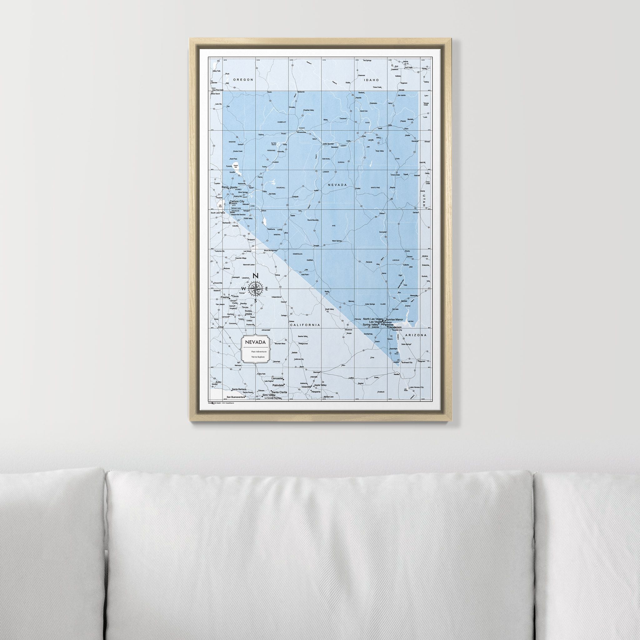 Push Pin Nevada Map (Pin Board) - Light Blue Color Splash CM Pin Board