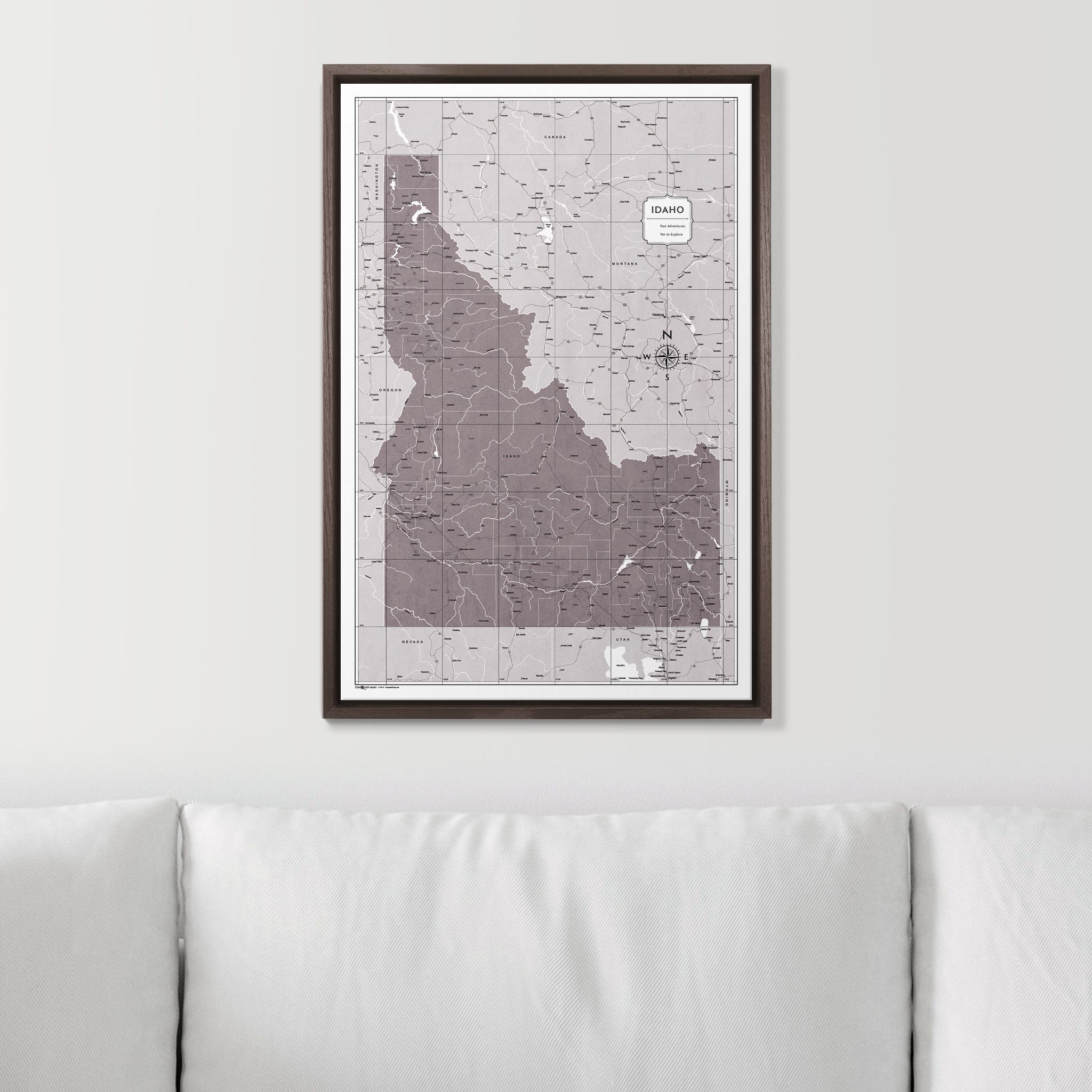 Push Pin Idaho Map (Pin Board) - Dark Brown Color Splash CM Pin Board