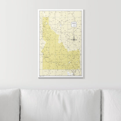 Push Pin Idaho Map (Pin Board) - Yellow Color Splash CM Pin Board