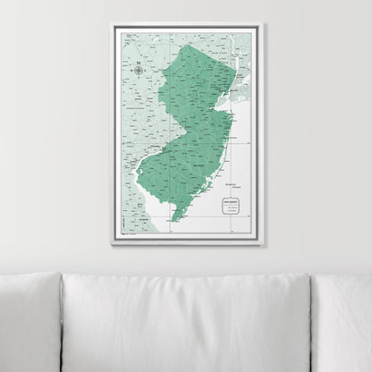 Push Pin New Jersey Map (Pin Board) - Green Color Splash CM Pin Board