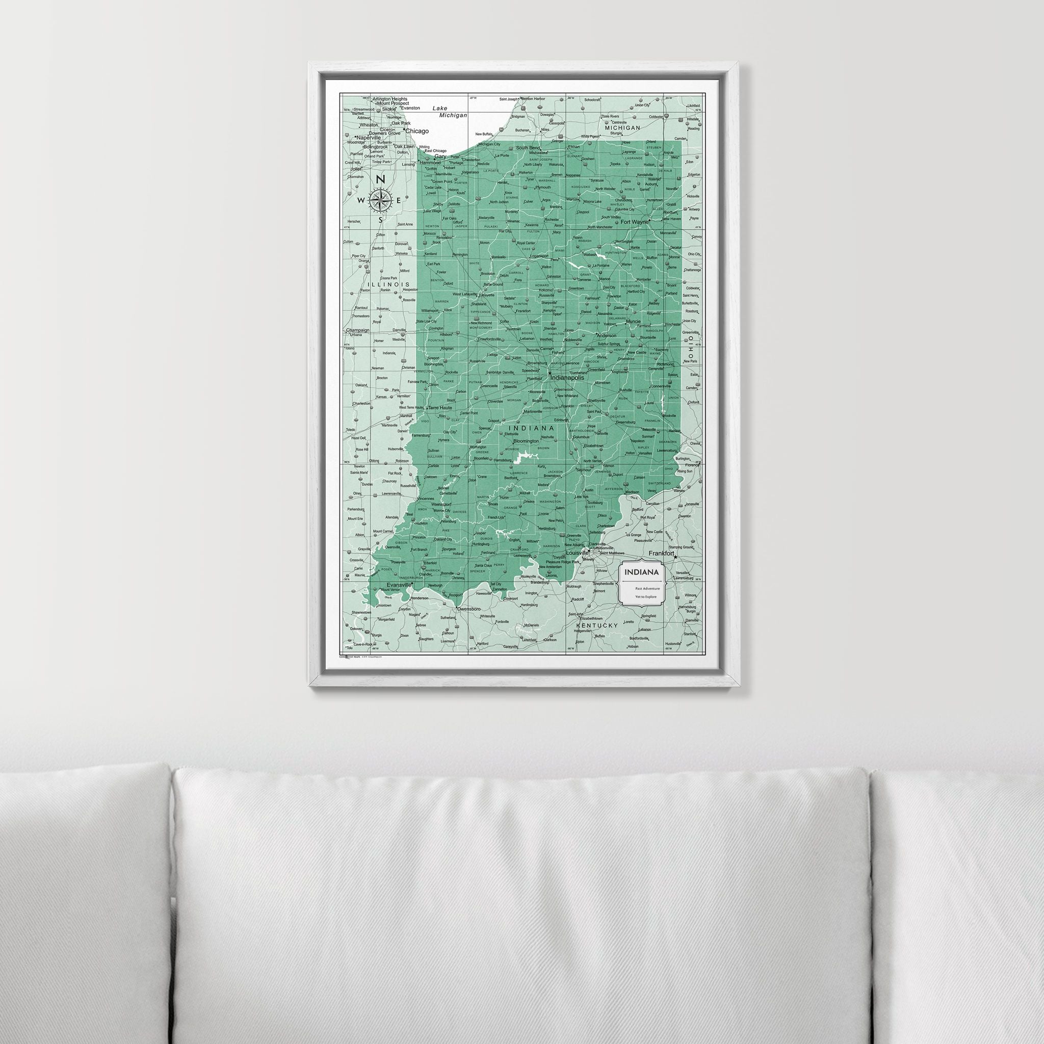 Push Pin Indiana Map (Pin Board) - Green Color Splash CM Pin Board