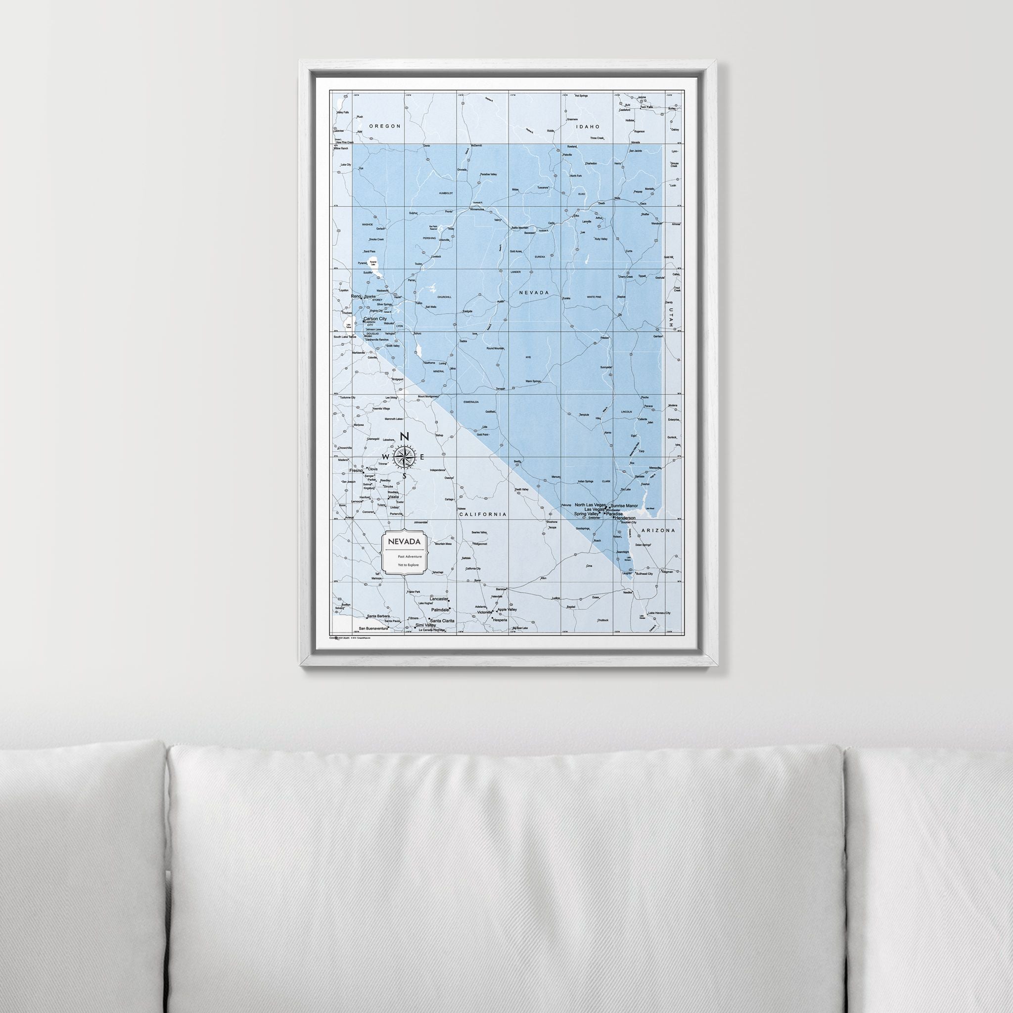 Push Pin Nevada Map (Pin Board) - Light Blue Color Splash CM Pin Board