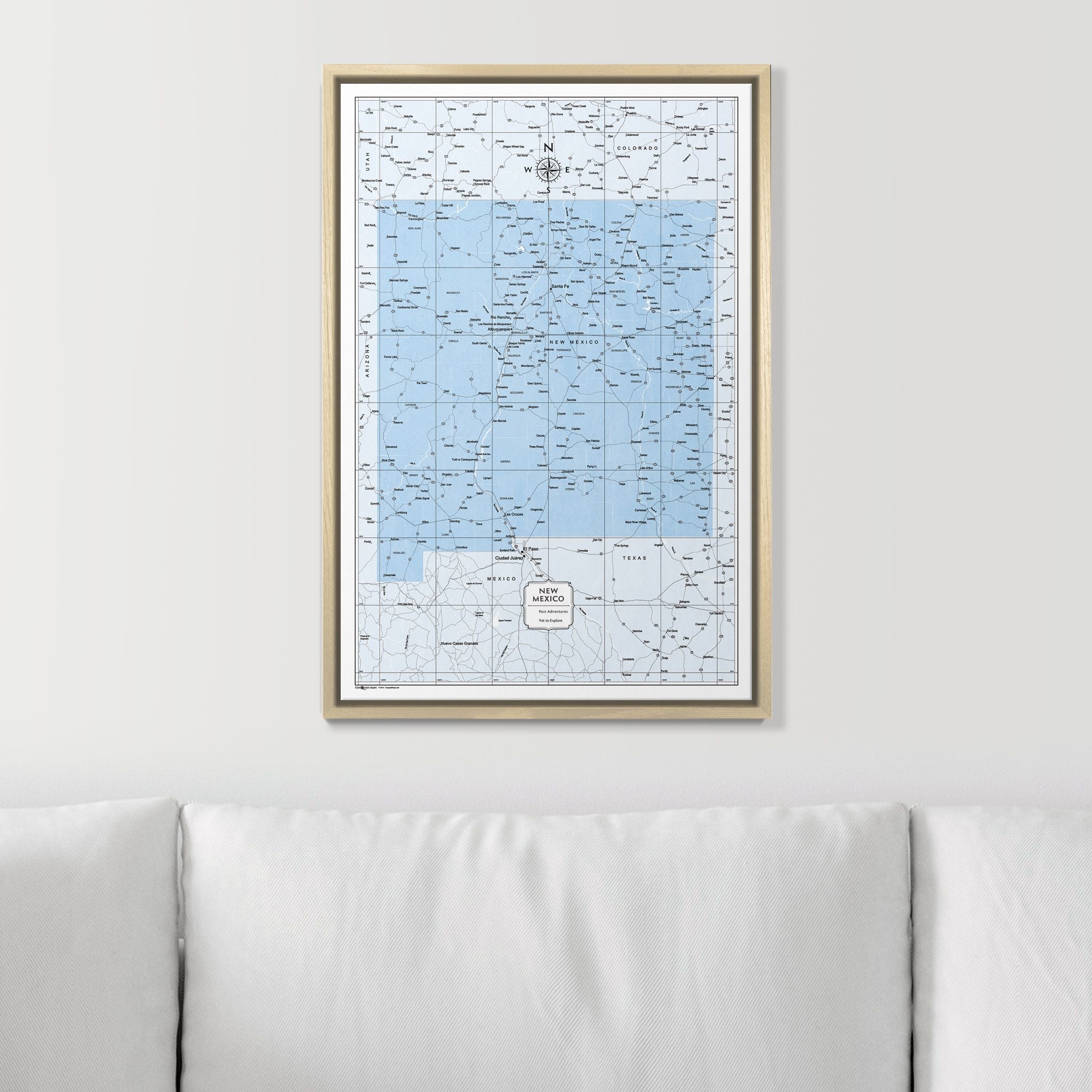 Push Pin New Mexico Map (Pin Board) - Light Blue Color Splash CM Pin Board