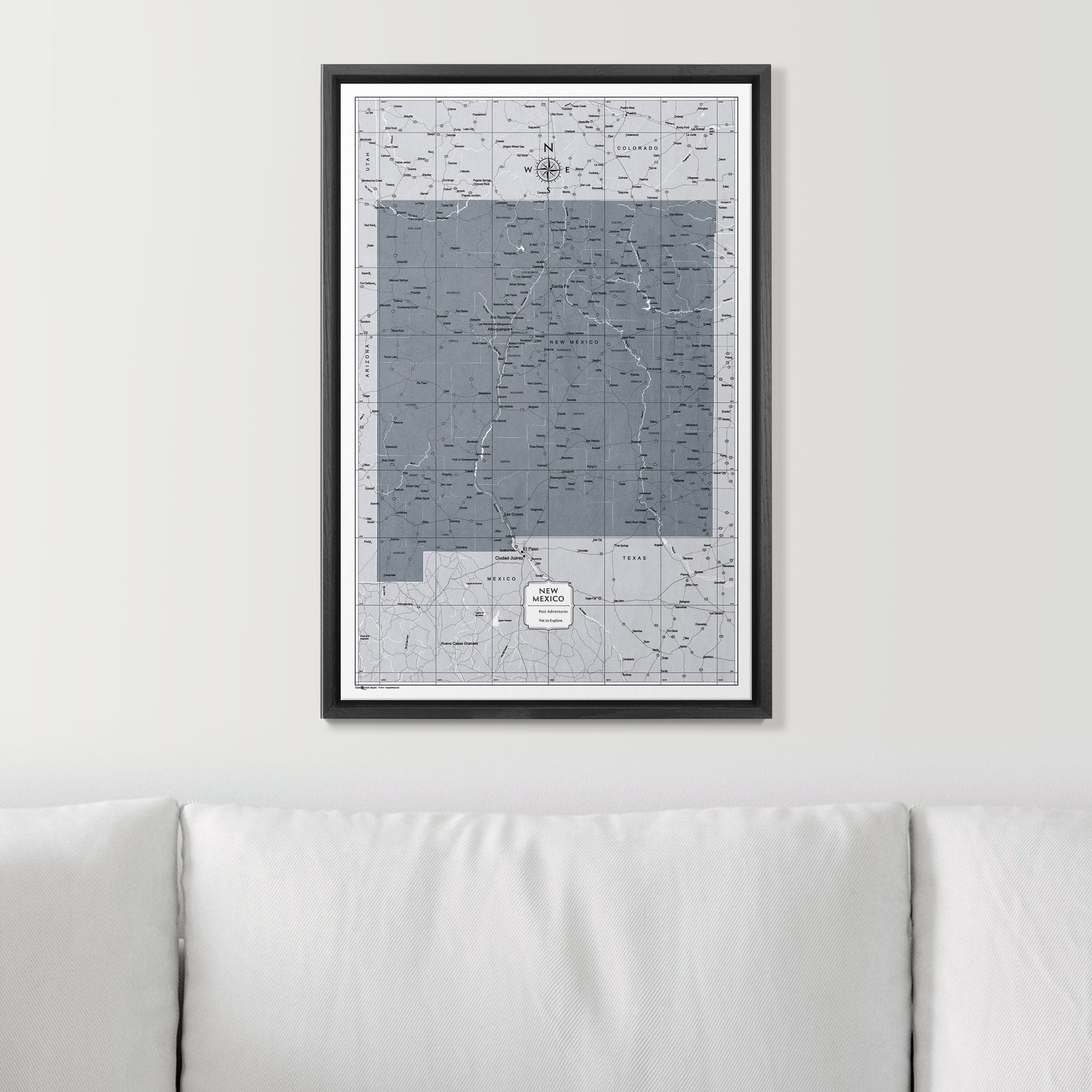 Push Pin New Mexico Map (Pin Board) - Dark Gray Color Splash CM Pin Board