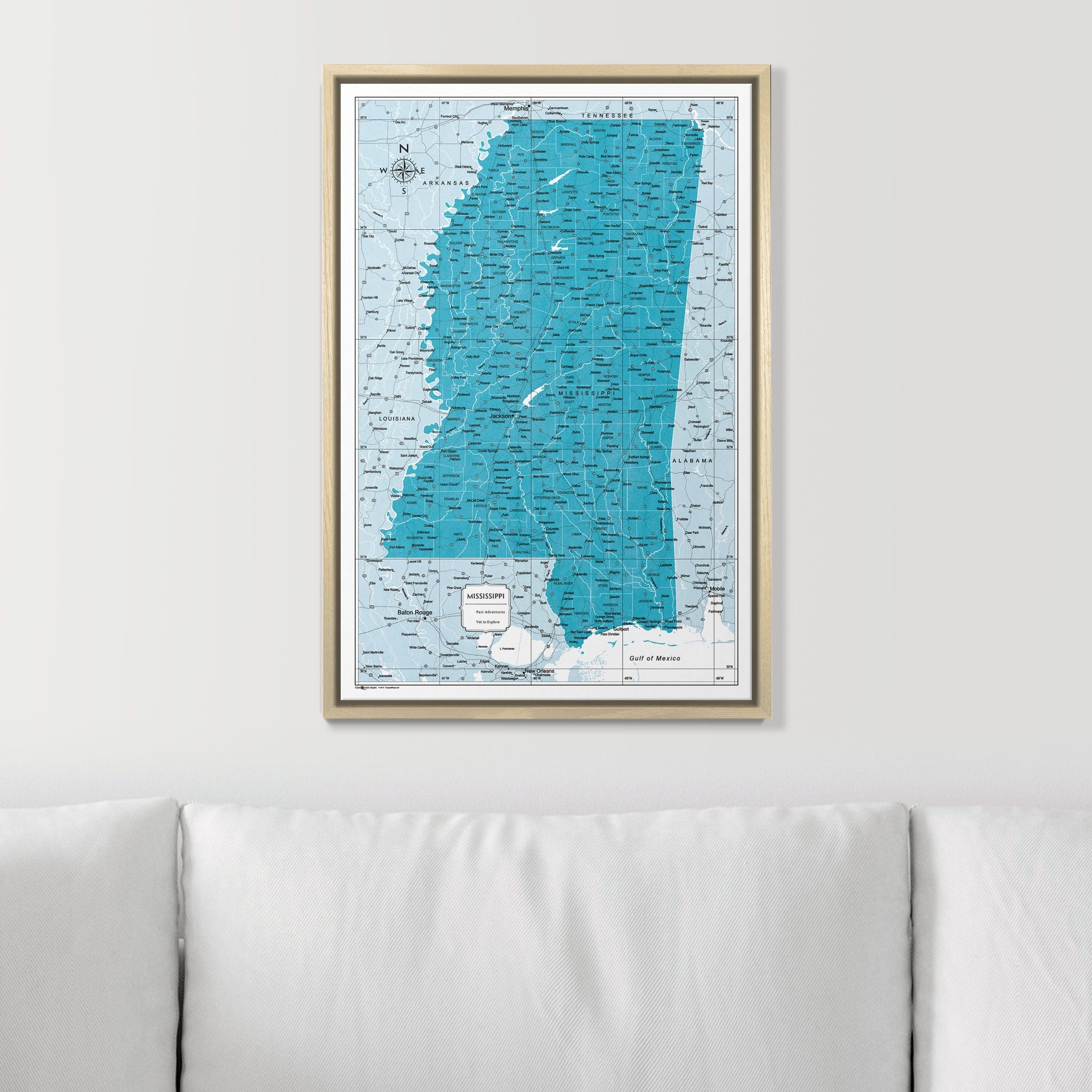 Push Pin Mississippi Map (Pin Board) - Teal Color Splash CM Pin Board