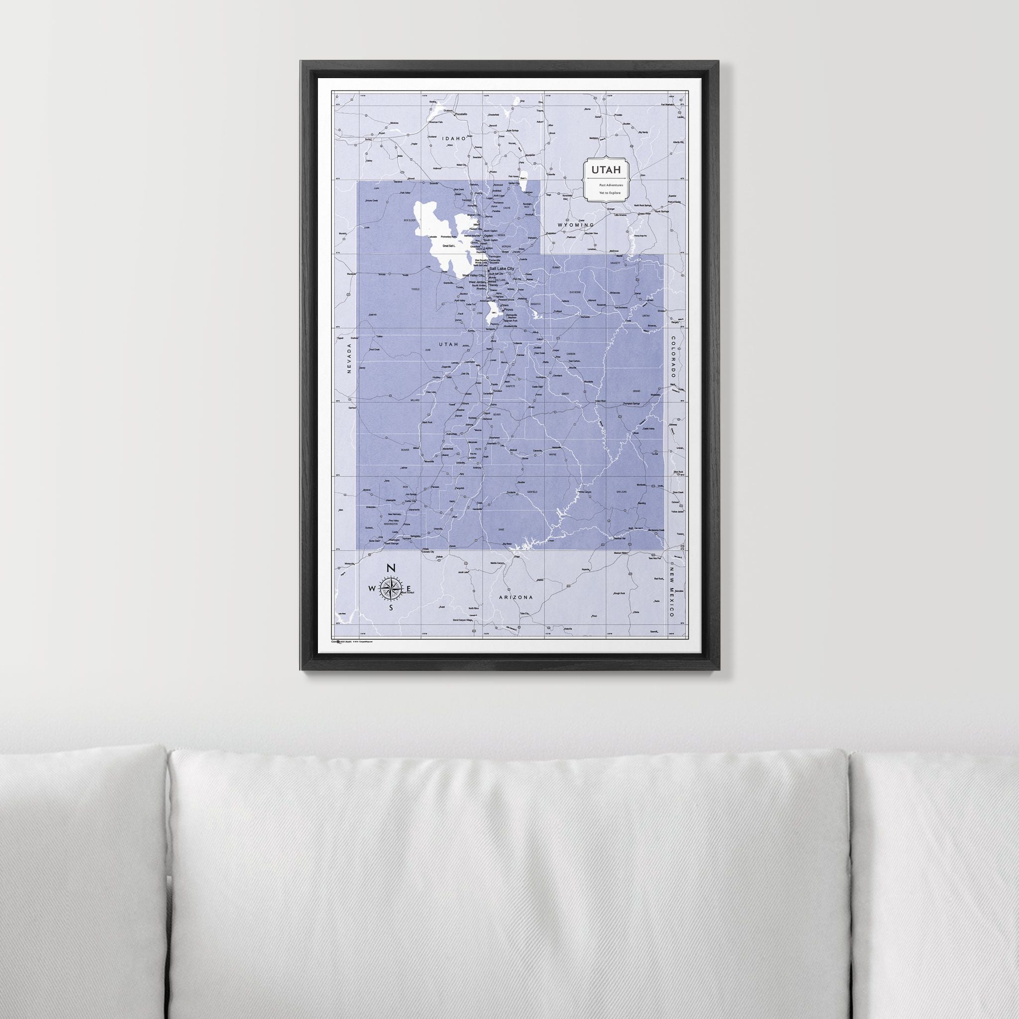 Push Pin Utah Map (Pin Board) - Purple Color Splash CM Pin Board