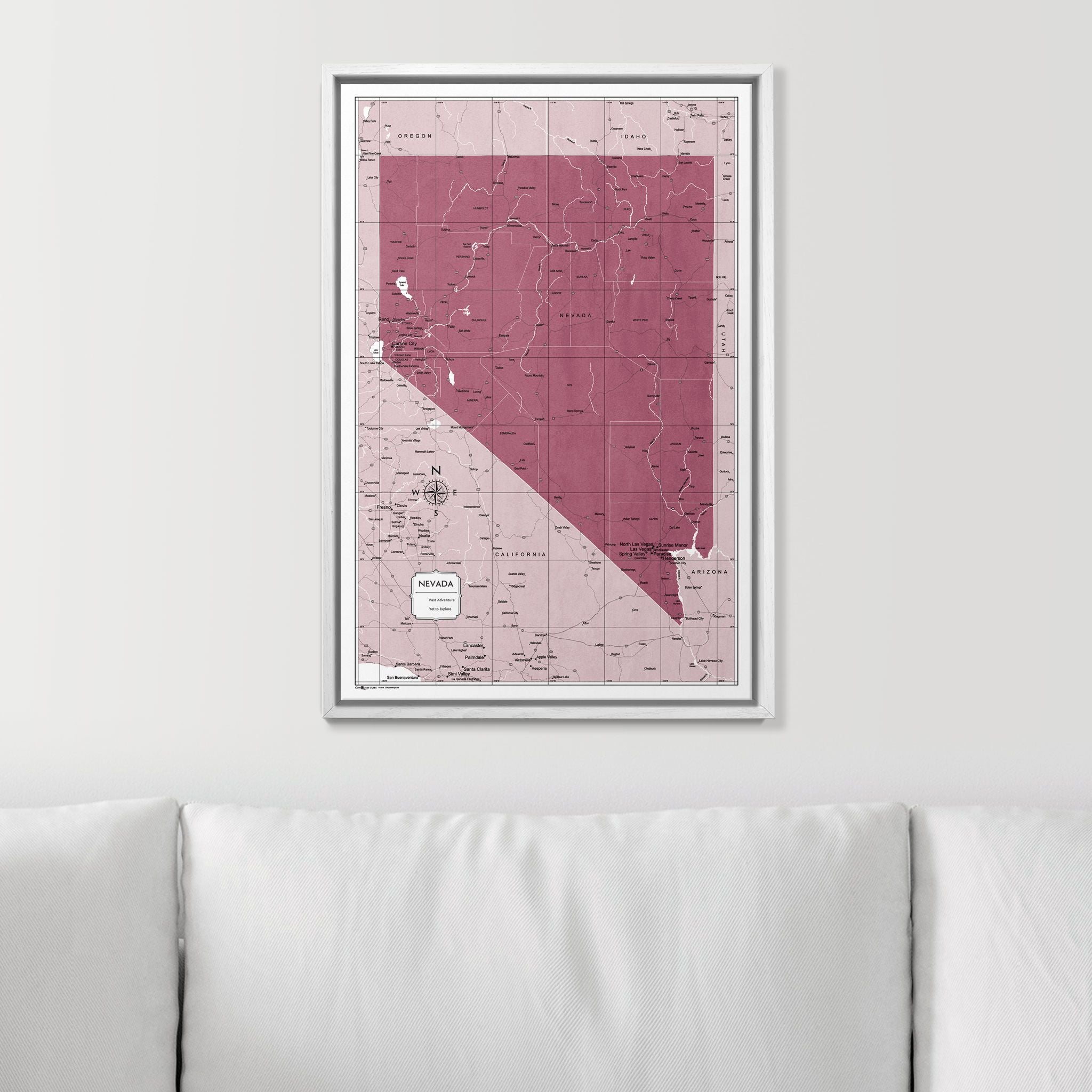 Push Pin Nevada Map (Pin Board) - Burgundy Color Splash CM Pin Board