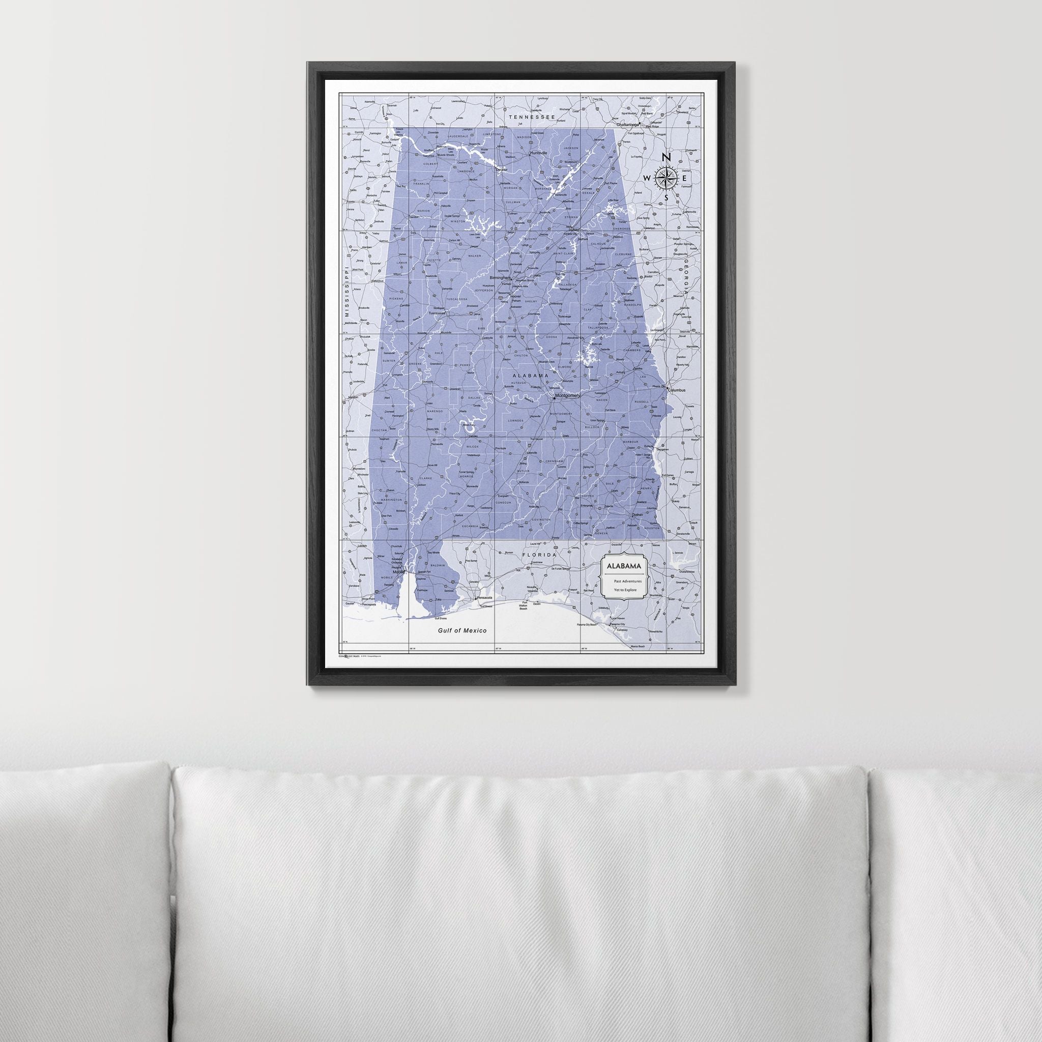 Push Pin Alabama Map (Pin Board) - Purple Color Splash CM Pin Board