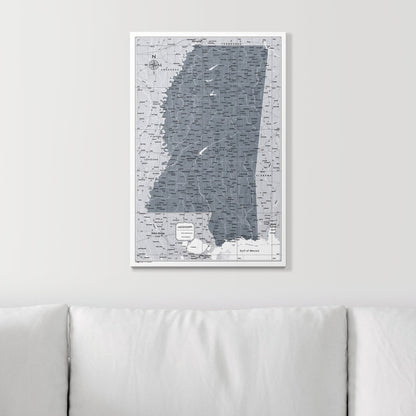 Push Pin Mississippi Map (Pin Board) - Dark Gray Color Splash CM Pin Board