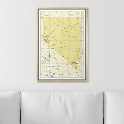 Push Pin Nevada Map (Pin Board) - Yellow Color Splash CM Pin Board