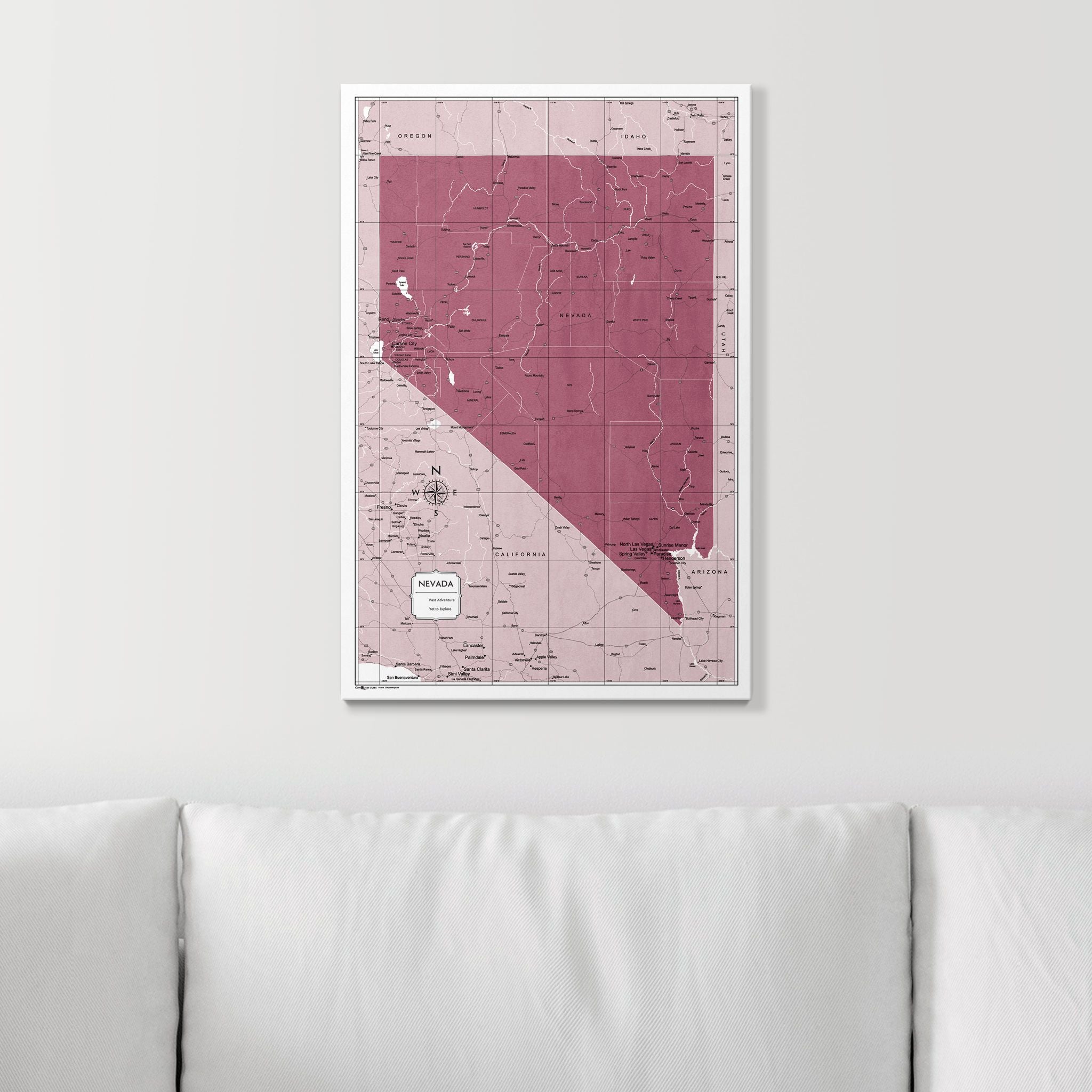 Push Pin Nevada Map (Pin Board) - Burgundy Color Splash CM Pin Board