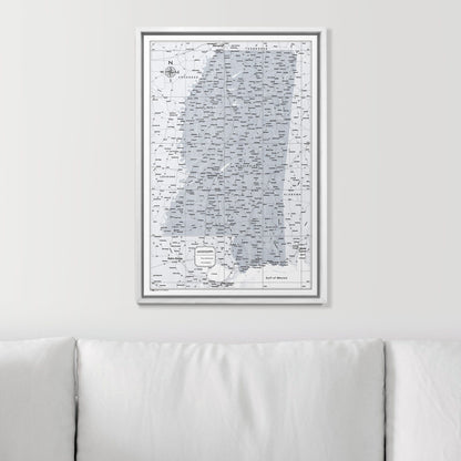 Push Pin Mississippi Map (Pin Board) - Light Gray Color Splash CM Pin Board