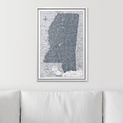 Push Pin Mississippi Map (Pin Board) - Dark Gray Color Splash CM Pin Board