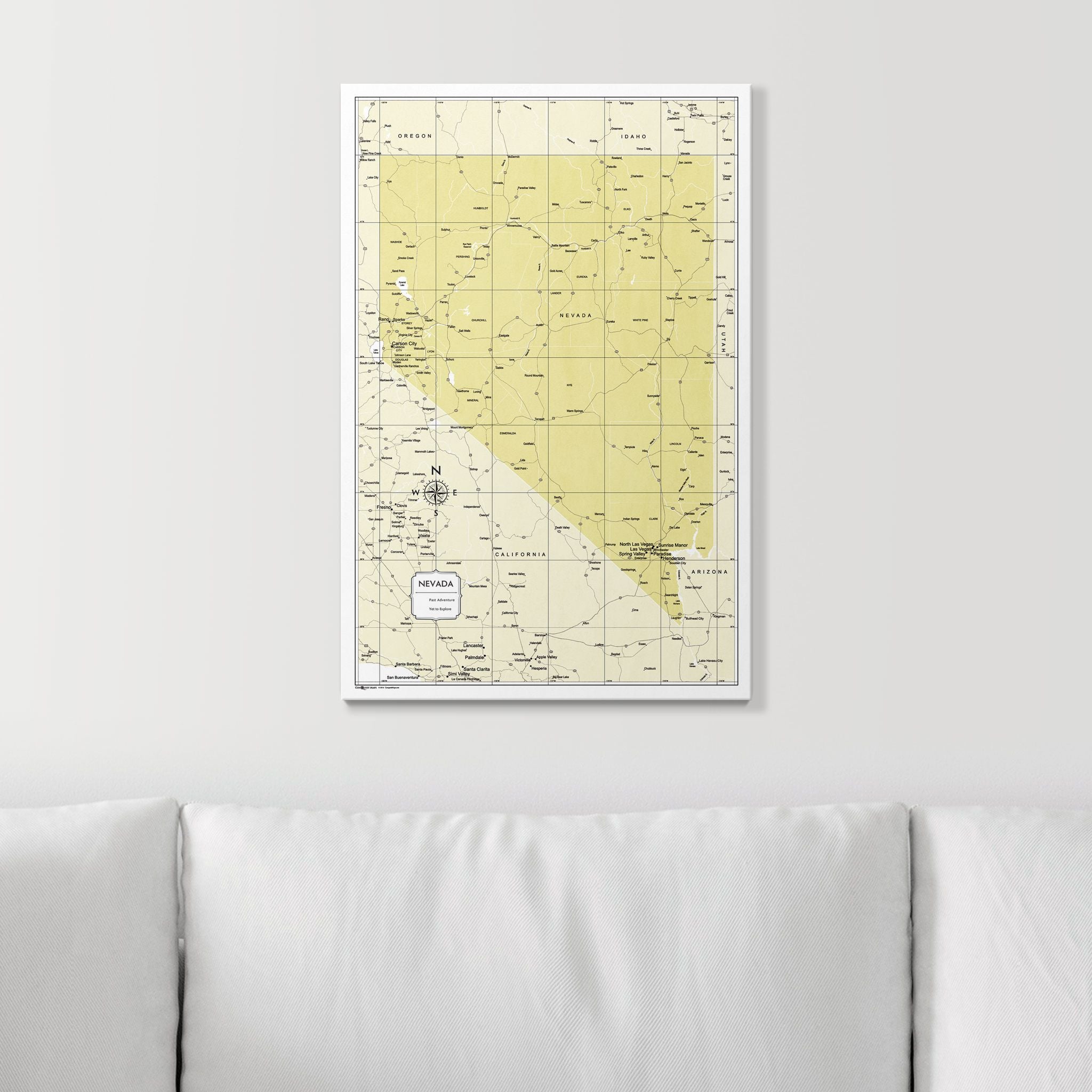 Push Pin Nevada Map (Pin Board) - Yellow Color Splash CM Pin Board