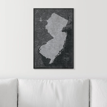 Push Pin New Jersey Map (Pin Board) - Modern Slate CM Pin Board