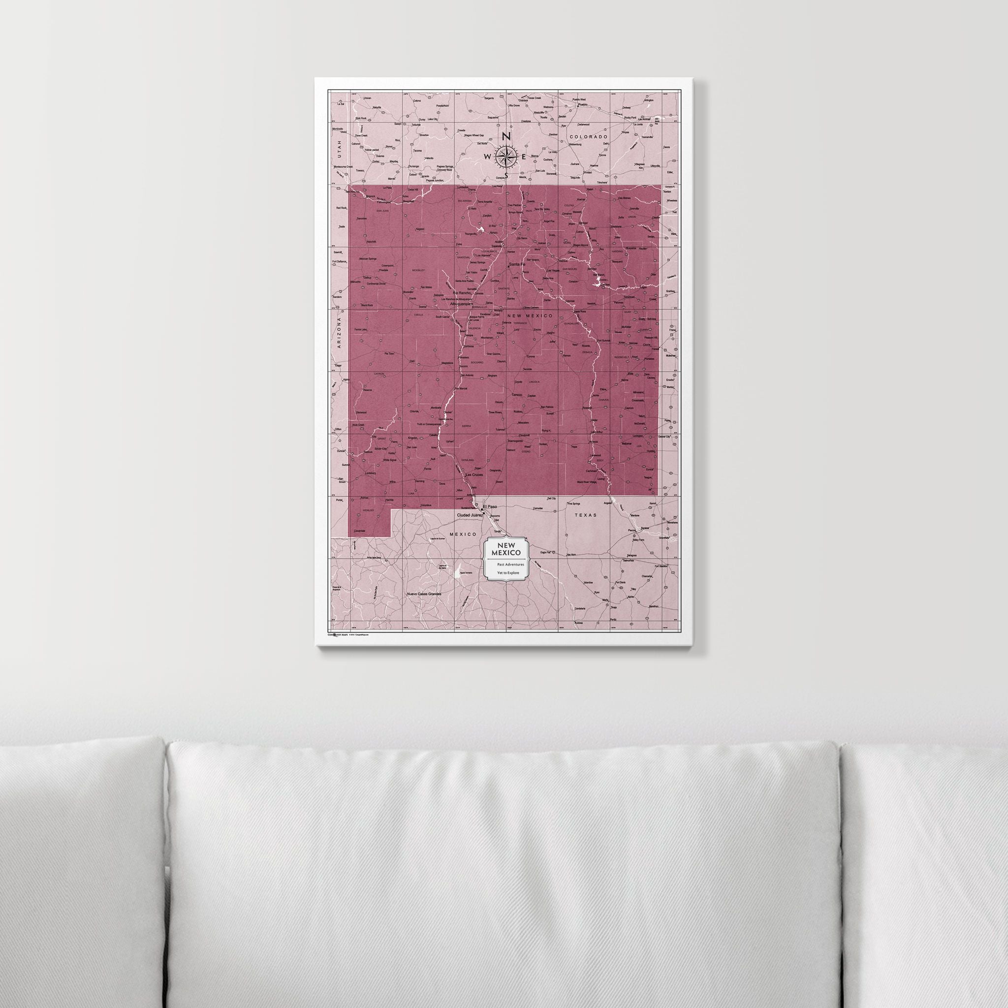 Push Pin New Mexico Map (Pin Board) - Burgundy Color Splash CM Pin Board