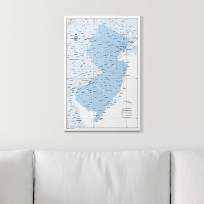 Push Pin New Jersey Map (Pin Board) - Light Blue Color Splash CM Pin Board