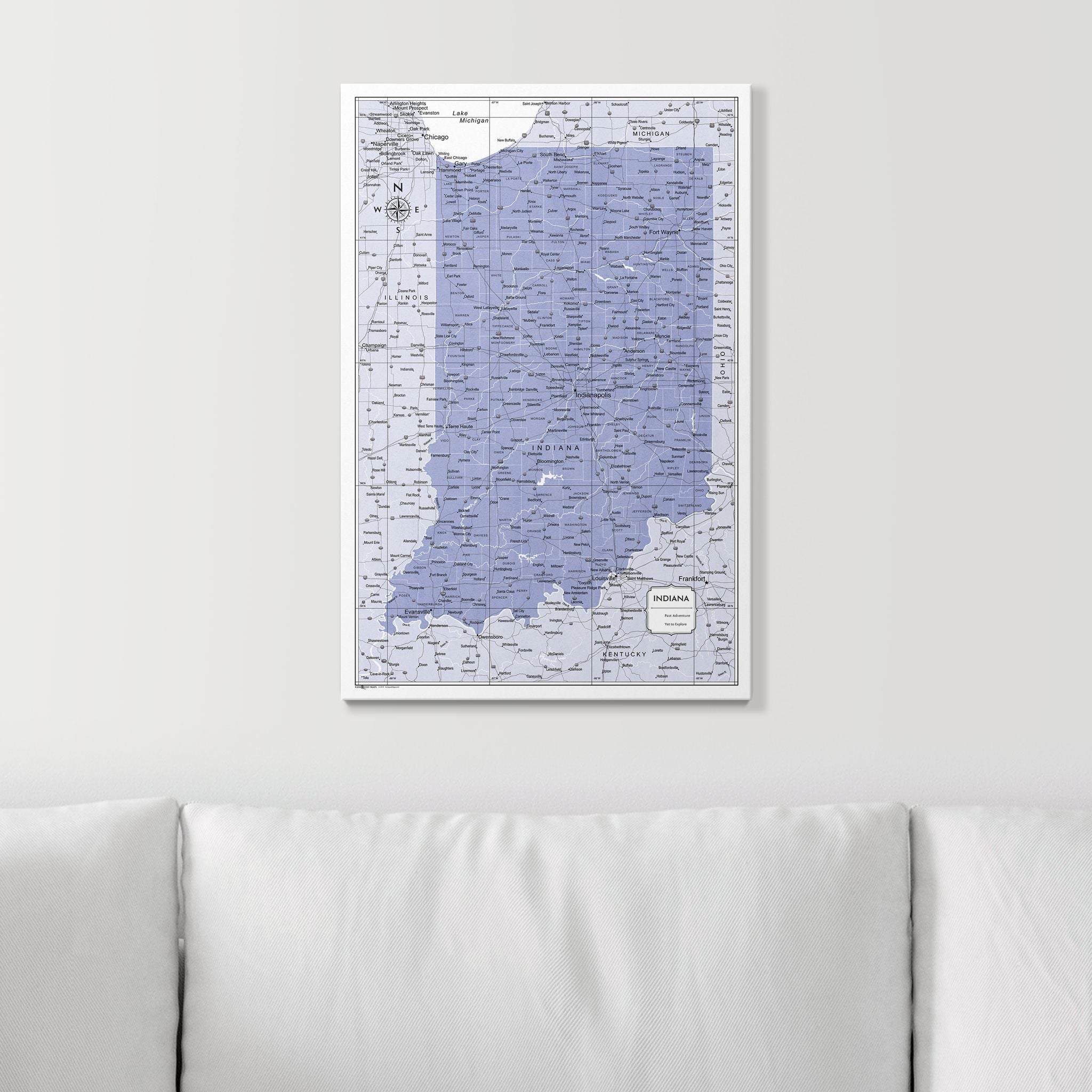 Push Pin Indiana Map (Pin Board) - Purple Color Splash CM Pin Board