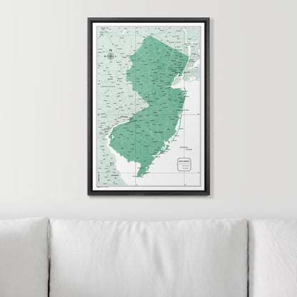 Push Pin New Jersey Map (Pin Board) - Green Color Splash CM Pin Board