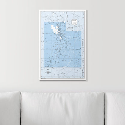 Push Pin Utah Map (Pin Board) - Light Blue Color Splash CM Pin Board