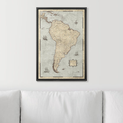 Push Pin South America Map (Pin Board) - Rustic Vintage CM Pin Board