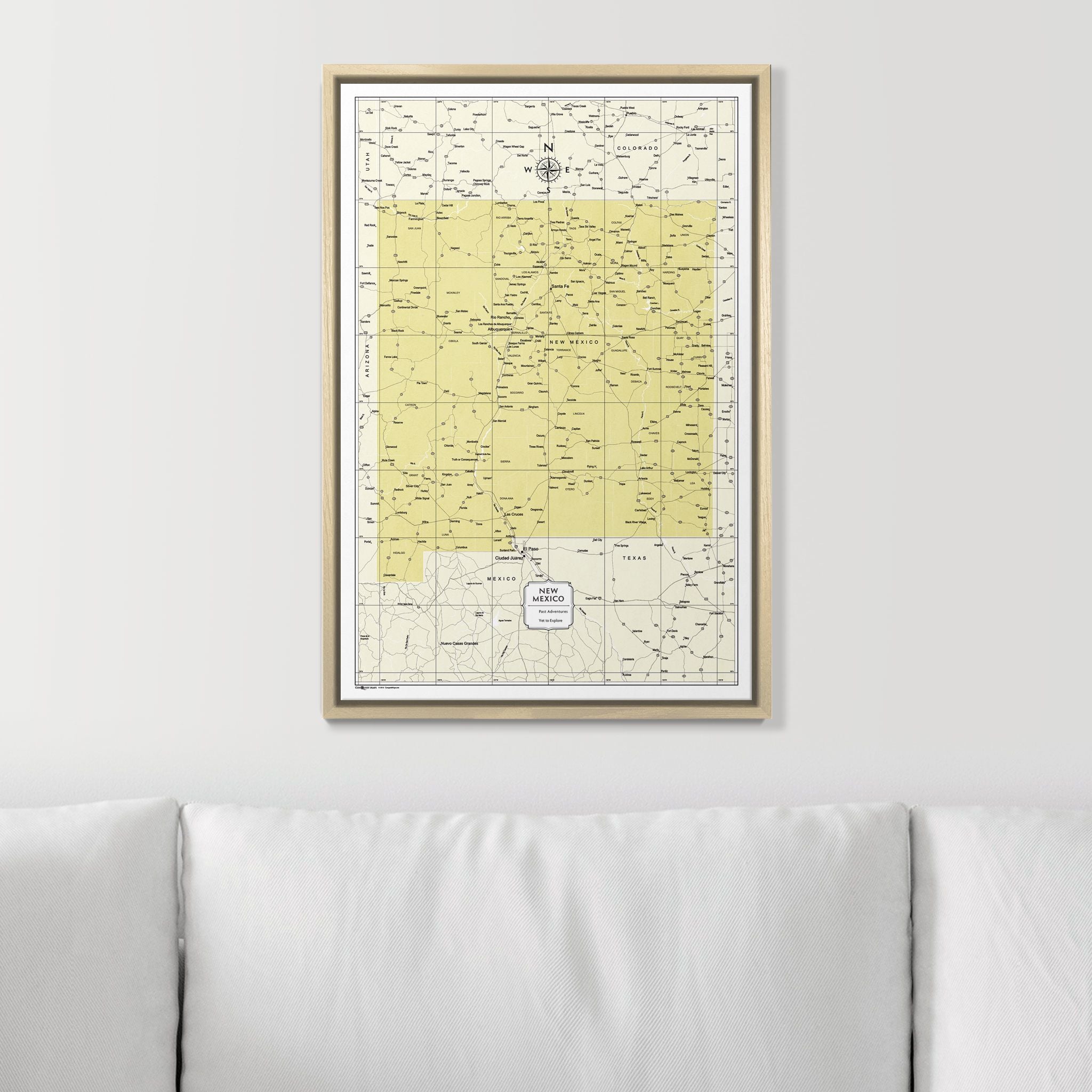 Push Pin New Mexico Map (Pin Board) - Yellow Color Splash CM Pin Board