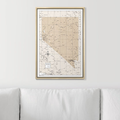 Push Pin Nevada Map (Pin Board) - Light Brown Color Splash CM Pin Board