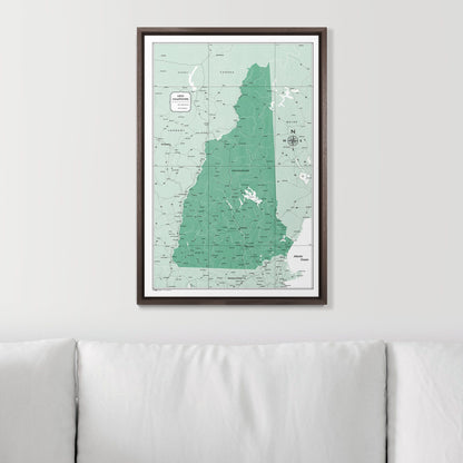 Push Pin New Hampshire Map (Pin Board) - Green Color Splash CM Pin Board