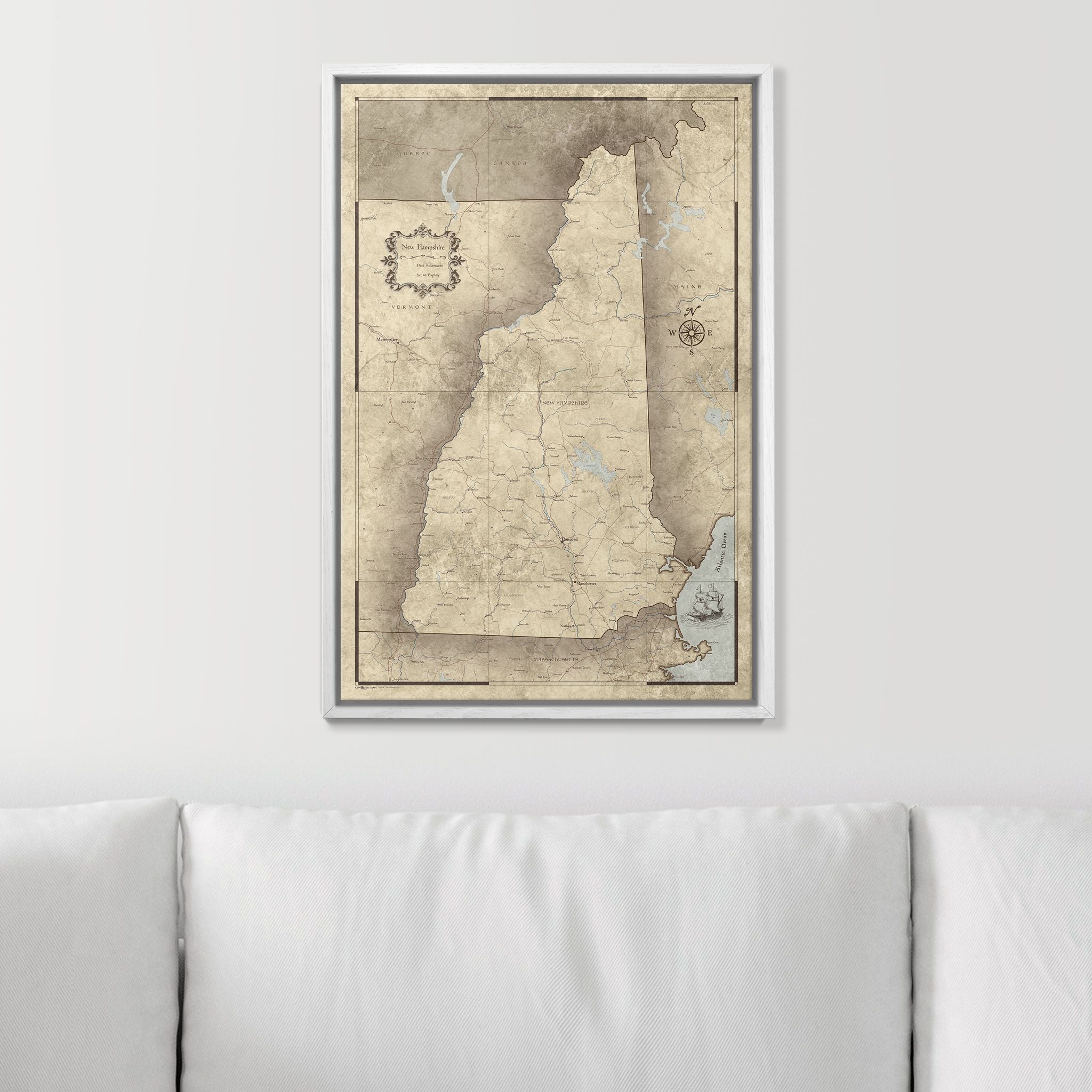 Push Pin New Hampshire Map (Pin Board) - Rustic Vintage CM Pin Board