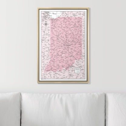 Push Pin Indiana Map (Pin Board) - Pink Color Splash CM Pin Board