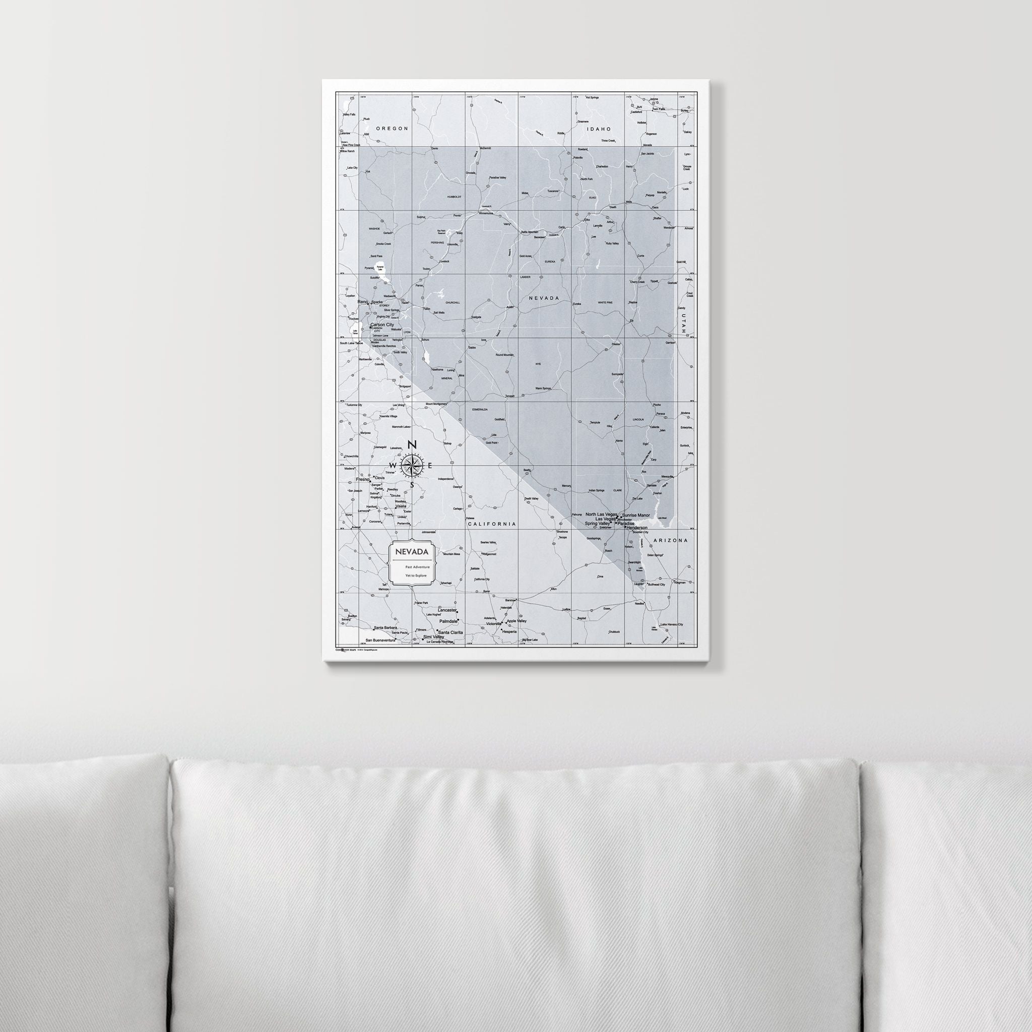 Push Pin Nevada Map (Pin Board) - Light Gray Color Splash CM Pin Board