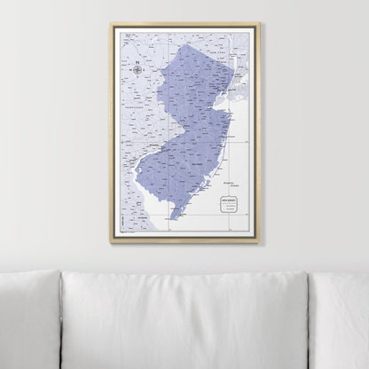 Push Pin New Jersey Map (Pin Board) - Purple Color Splash CM Pin Board