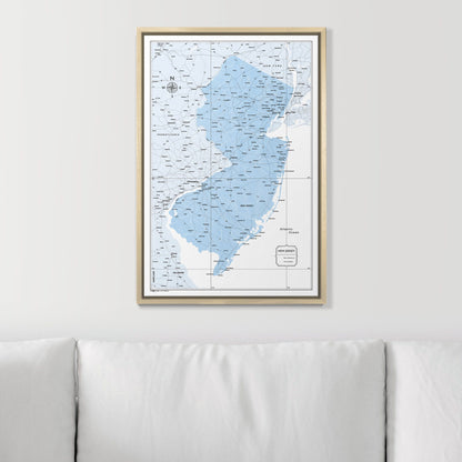 Push Pin New Jersey Map (Pin Board) - Light Blue Color Splash CM Pin Board