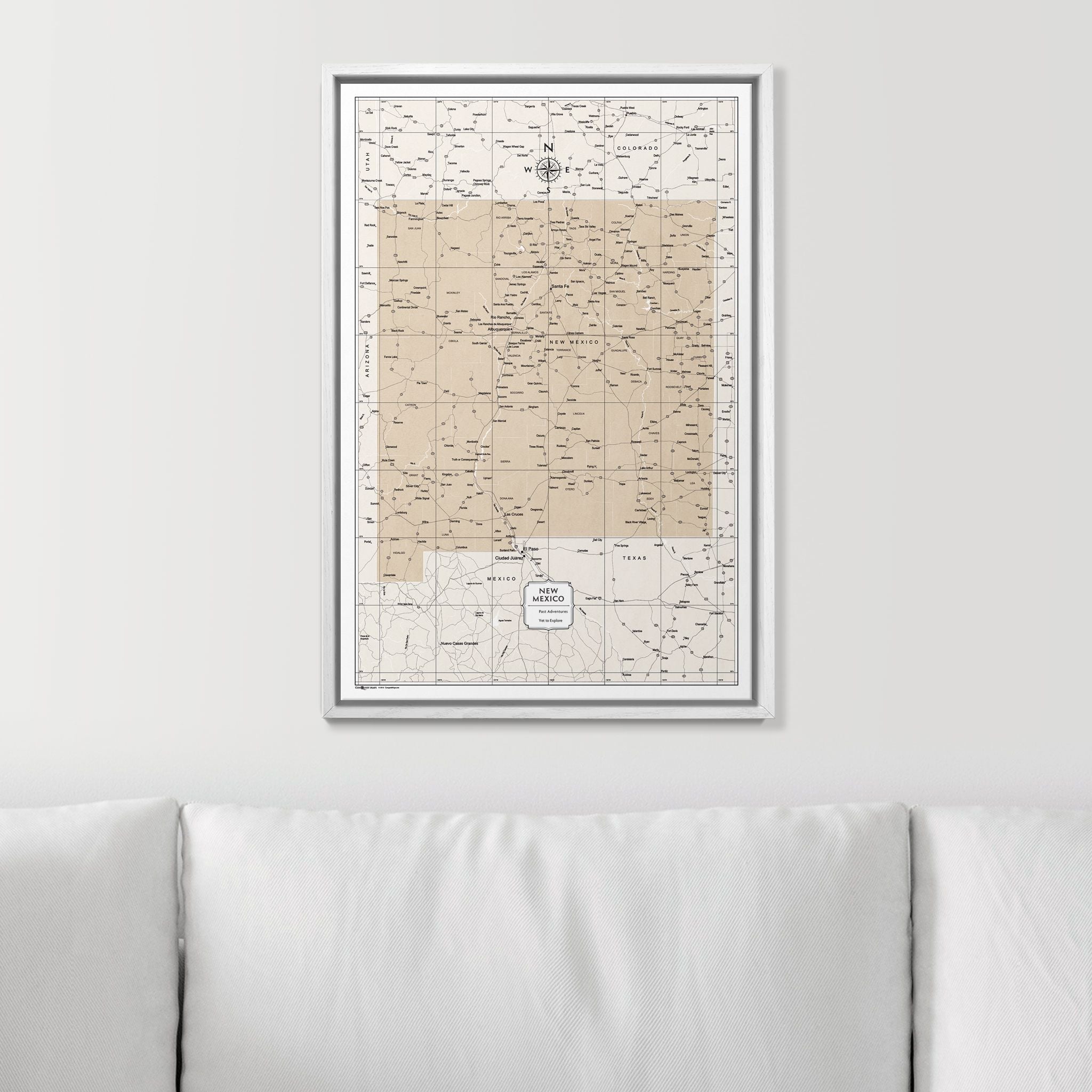 Push Pin New Mexico Map (Pin Board) - Light Brown Color Splash CM Pin Board