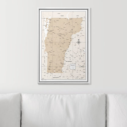 Push Pin Vermont Map (Pin Board) - Light Brown Color Splash CM Pin Board