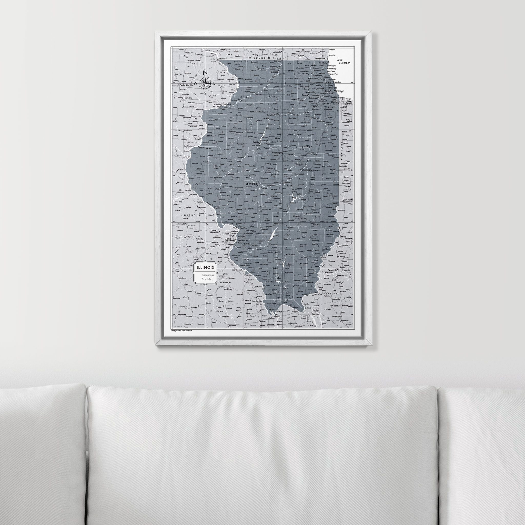 Push Pin Illinois Map (Pin Board) - Dark Gray Color Splash CM Pin Board