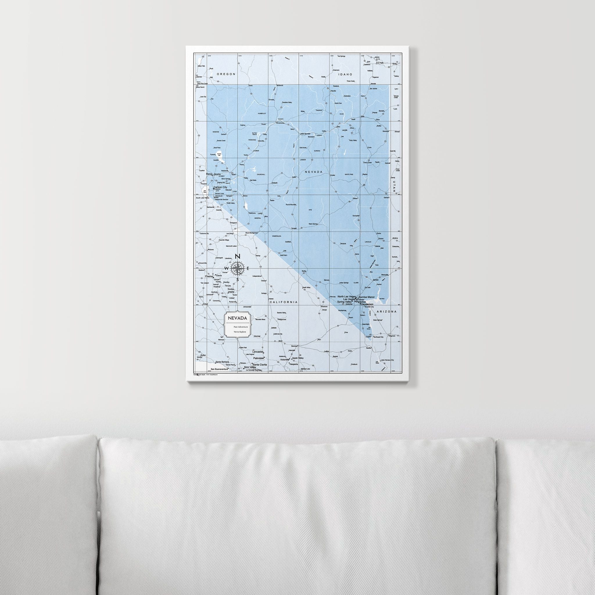 Push Pin Nevada Map (Pin Board) - Light Blue Color Splash CM Pin Board