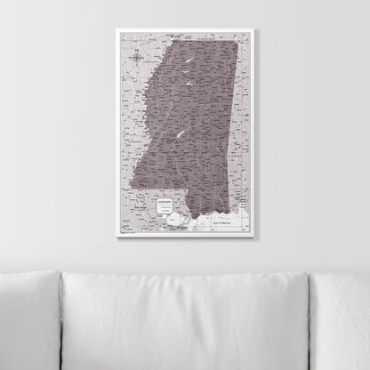 Push Pin Mississippi Map (Pin Board) - Dark Brown Color Splash CM Pin Board