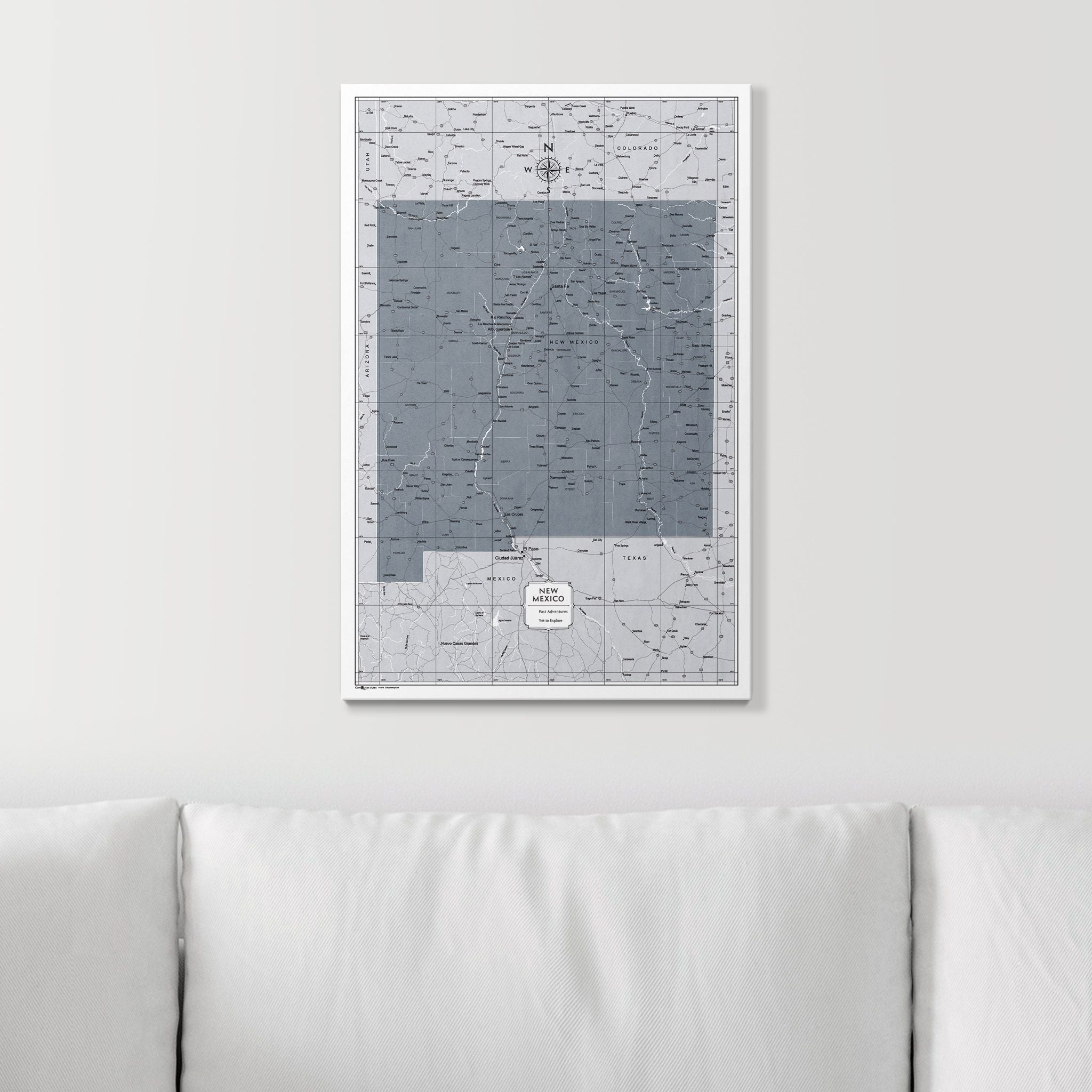 Push Pin New Mexico Map (Pin Board) - Dark Gray Color Splash CM Pin Board