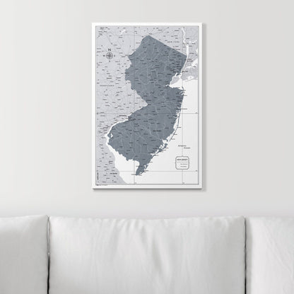 Push Pin New Jersey Map (Pin Board) - Dark Gray Color Splash CM Pin Board