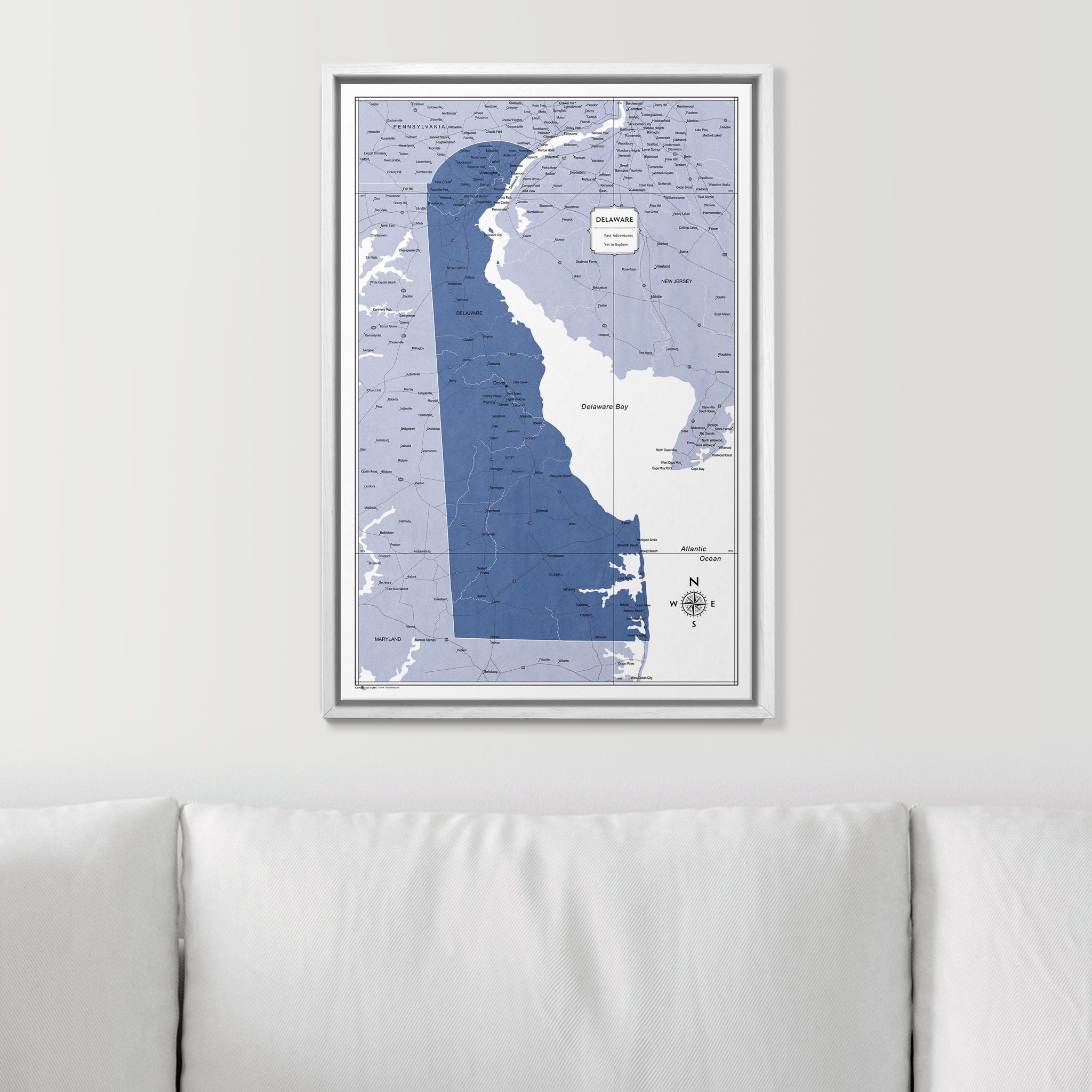 Push Pin Delaware Map (Pin Board) - Navy Color Splash CM Pin Board